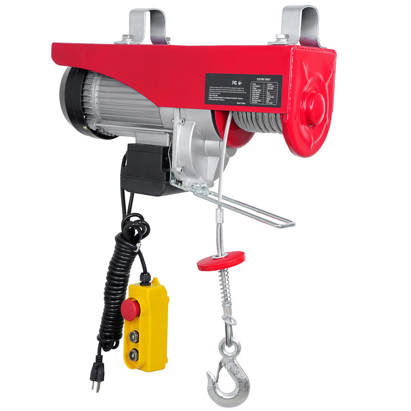 Palan électrique, treuil de garage de 440 lb avec contrôle câblé de 14 pi, treuil de levage électrique de 110 volts, hauteur de levage du câble unique de 40 pi, moteur en cuivre pur et interrupteur d'arrêt d'urgence