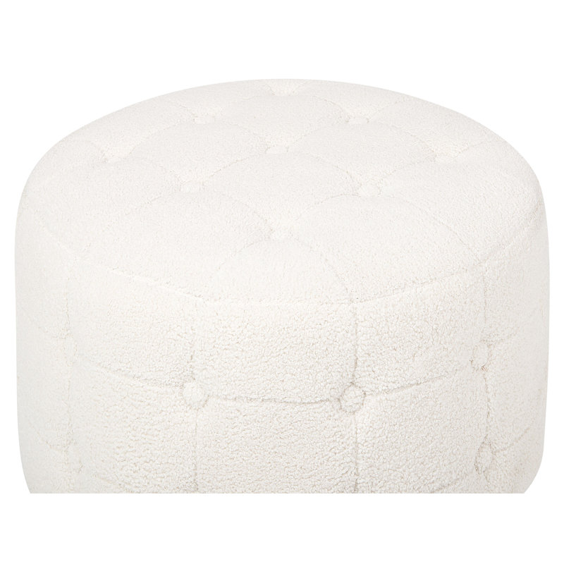 Krystalmae 55cm Wide Tufted Round Pouf Ottoman, White