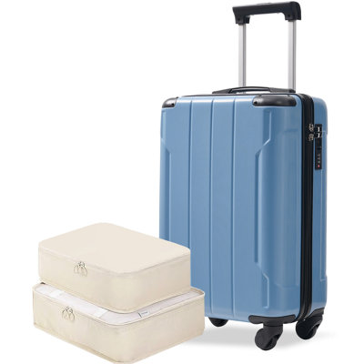 Bagage à main 20 pouces Hardshell, valise légère en ABS durable avec roulettes pivotantes, verrou TSA intégré, 2 cubes de rangement