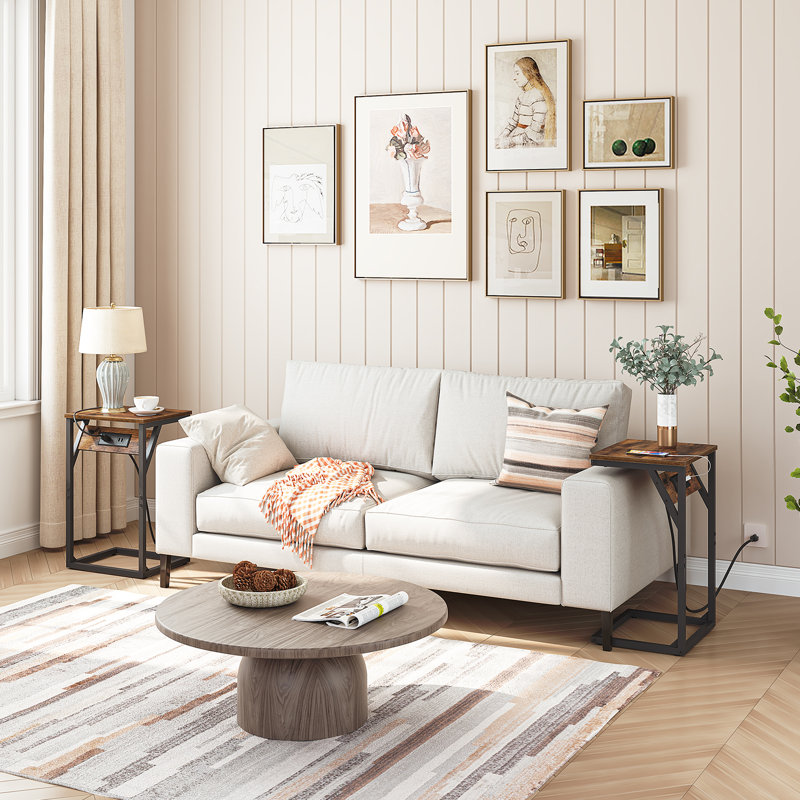 Ikeaka 23.6" End Table with Built-In Outlets