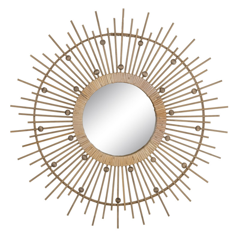 Anji Bamboo / Rattan Round Mirror, 70cm x 70cm