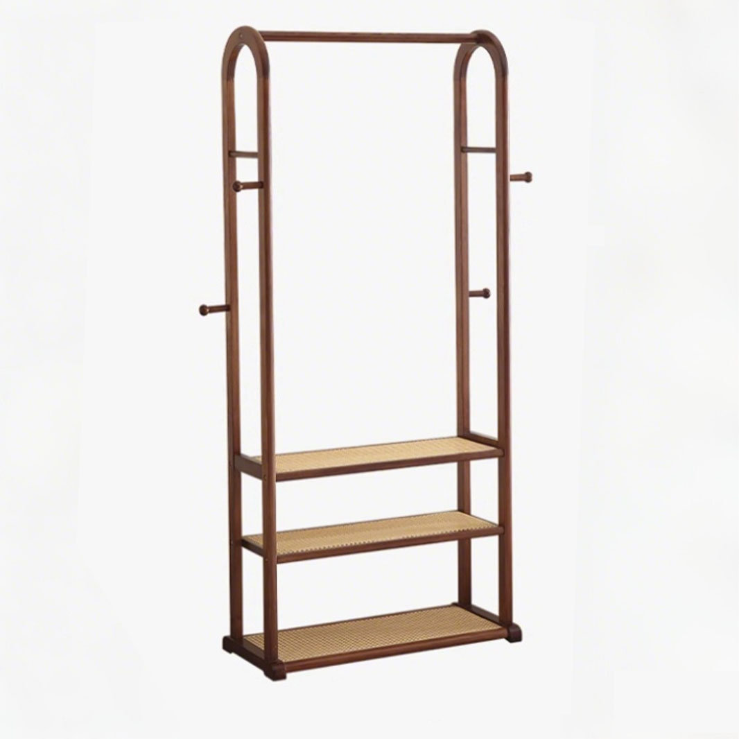 Walnut Clothes Rack Brass Foam Walnut Color Minimalism Solid Wood Plaited Glue Rattan ...