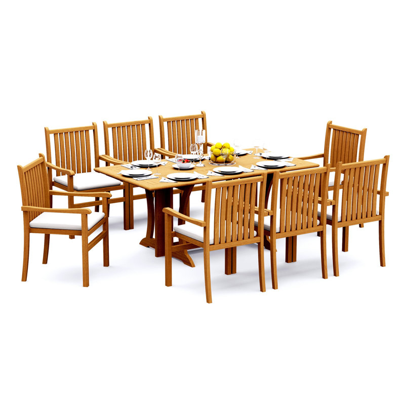 Teak Wood Patio Dining Set with, 8