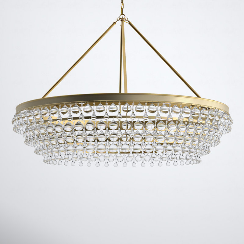 Freddy 8 - Light Unique Tiered Chandelier with Glass Accents, Vibrant Gold