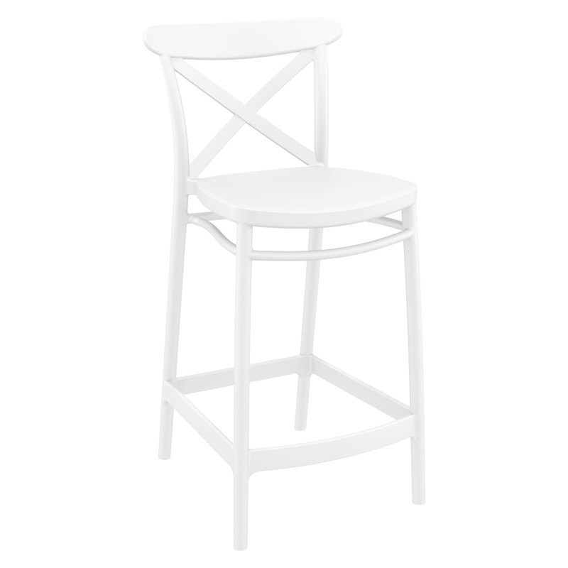 Tabouret Bijou, Blanc, Tabouret de comptoir (siège d'une hauteur de 25,6