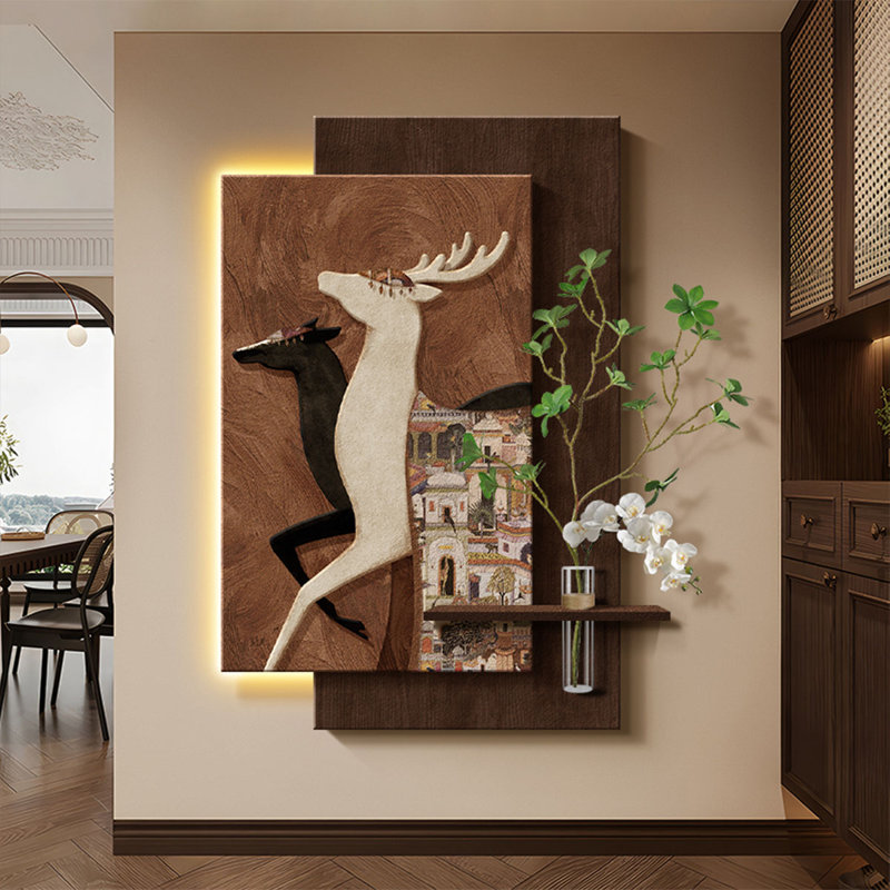 Élan de style médiéval avec peintures murales en grès clair, H 31,50 po x l 23,62 po x P 3,94 po