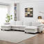 Canapé de luxe à quatre places avec 2 repose-pieds en tissu d'ameublement Chenille-354515773