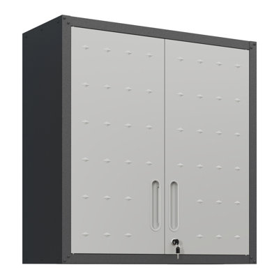 Armoire de rangement murale en métal avec porte verrouillable et 1 tablette pour garage, bureau, assemblage requis