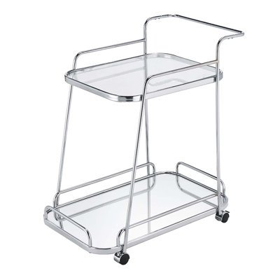 Aegis Serving Cart, Clear Glass & Chrome Finish