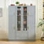 Grand garde-manger moderne de 71 po avec armoire de rangement, 6 portes, tiroirs, tablettes réglables, plateaux coulissants et support à vin-461401078
