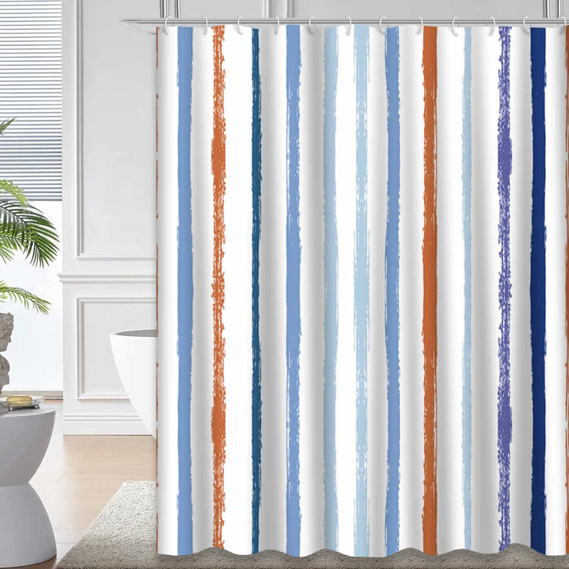 Rideau de douche Summer Brown Sailor Stripes, L 72 po x l 72 po