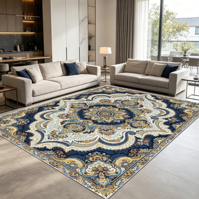 1PC Vintage Persian Medallion Floral Paisley area rugs for Living Room, Soft and Comfortable, Suitable for all seasons, easy-to-maintain, machine washable Indoor floor mat, Under Table Farmhouse suitable for dining table, bedroom, entryway,