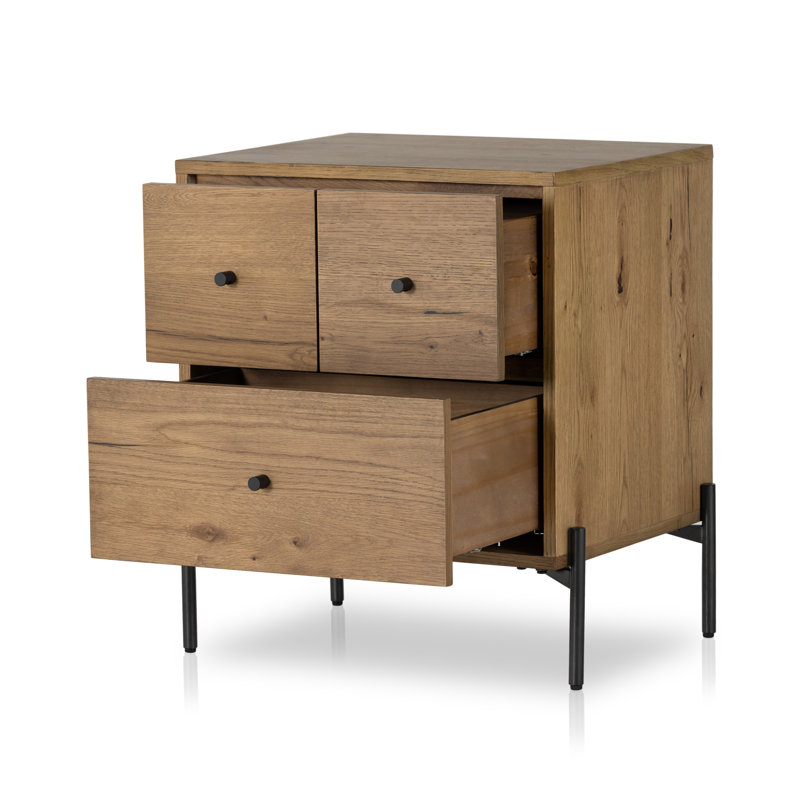 Eaton 3 - Drawer Nightstand, Amber Oak Resin