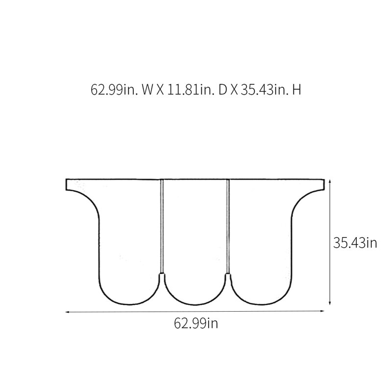 Modern Multifunctional Console Table, 35.43" H x 62.99" W x 11.81" D