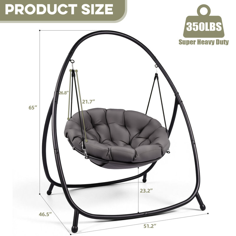 Balancelle hamac ronde d'intérieur / extérieur avec coussin et support inclus