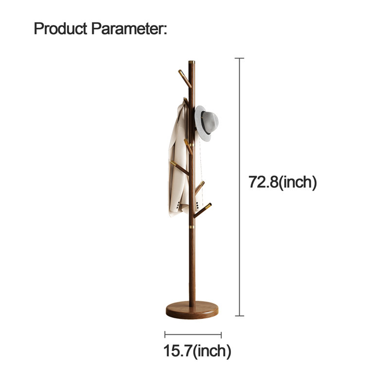Solid Wood Freestanding 6 - Hook Coat Rack