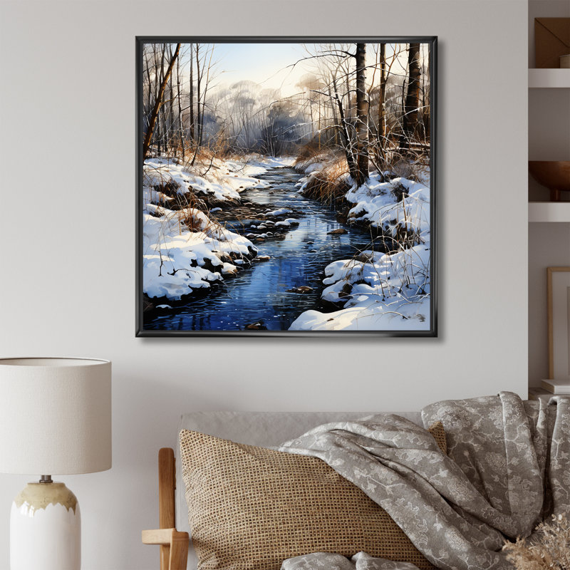 Winter Pond Tranquility - Fruits, art mural, Cadre flottant noir, H 36 po x l 36 po x P 1,5 po