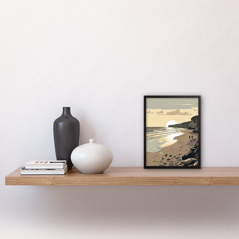 Ansted Sunrise Walk On Filey Beach Coastal - Single Picture Frame Print