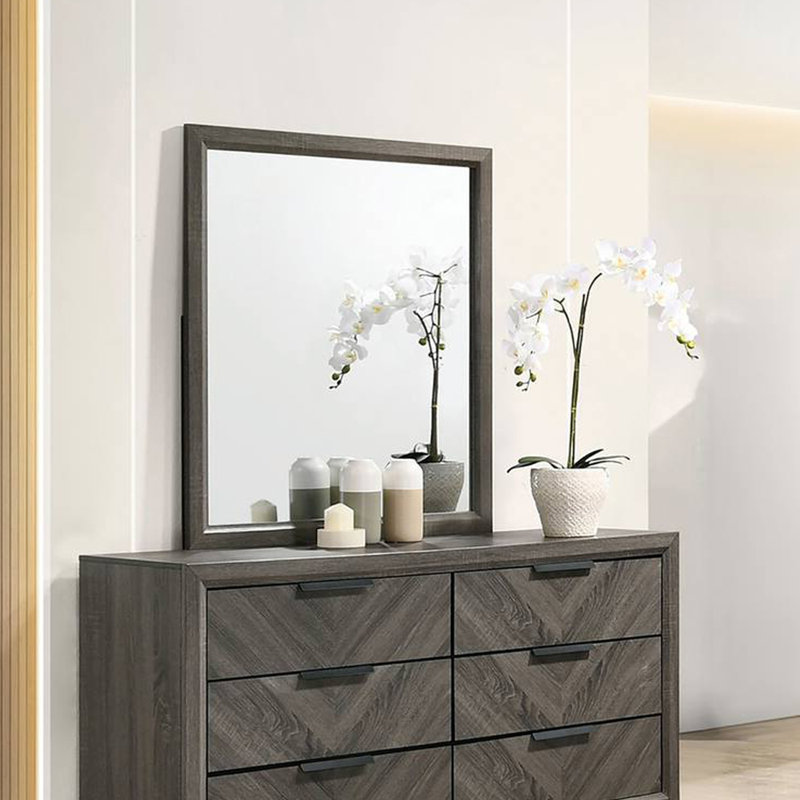 Miroir contemporain l 35,5 ", gris
