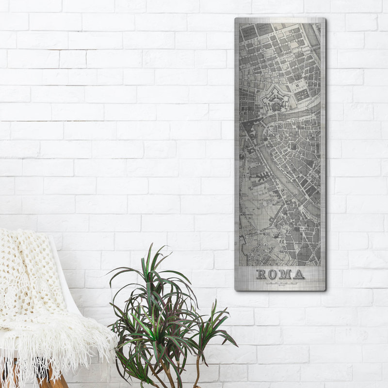  «Roma Map Panel On Wood» par Wild Apple Portfolio, art mural en métal, 16 po x 48 po