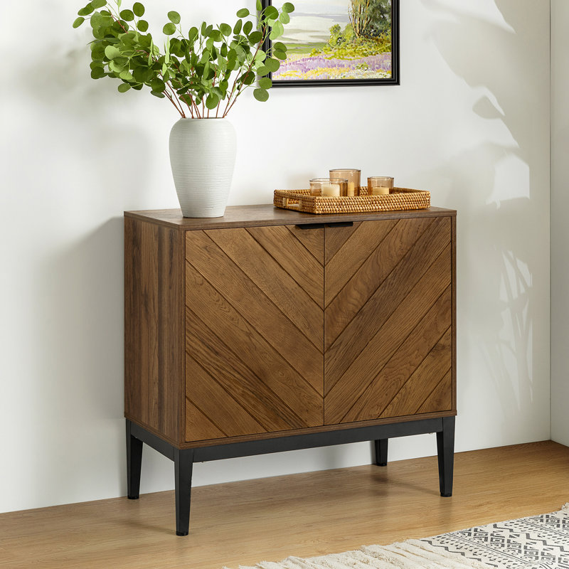 Paschall 30.7" Tall 2-Door Accent Cabinet,  Walnut/Black