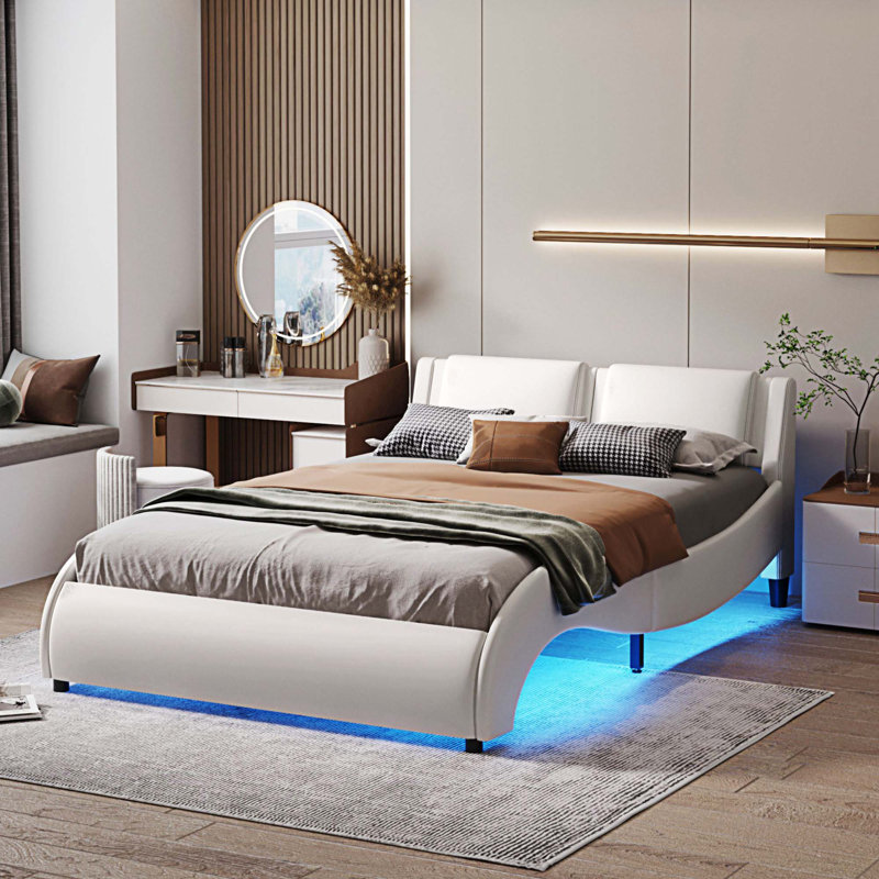 Grand lit plateforme Donjuan, Double, Blanc