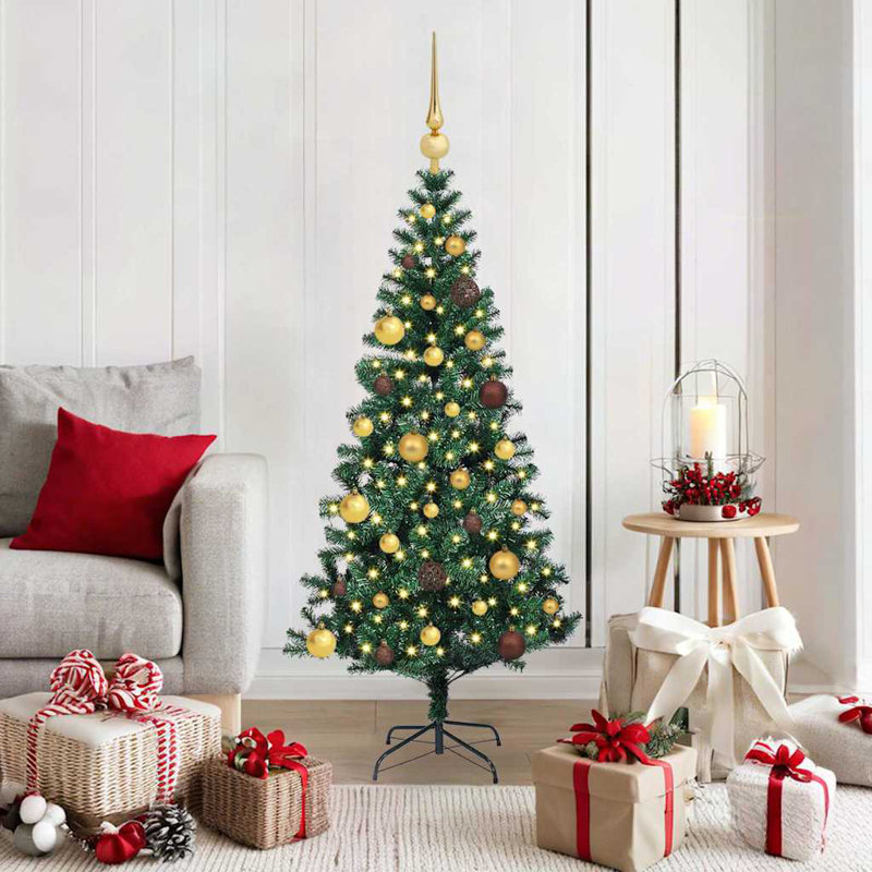 Artificial Pre-lit Christmas Tree Green PVC and Metal, 150cm H