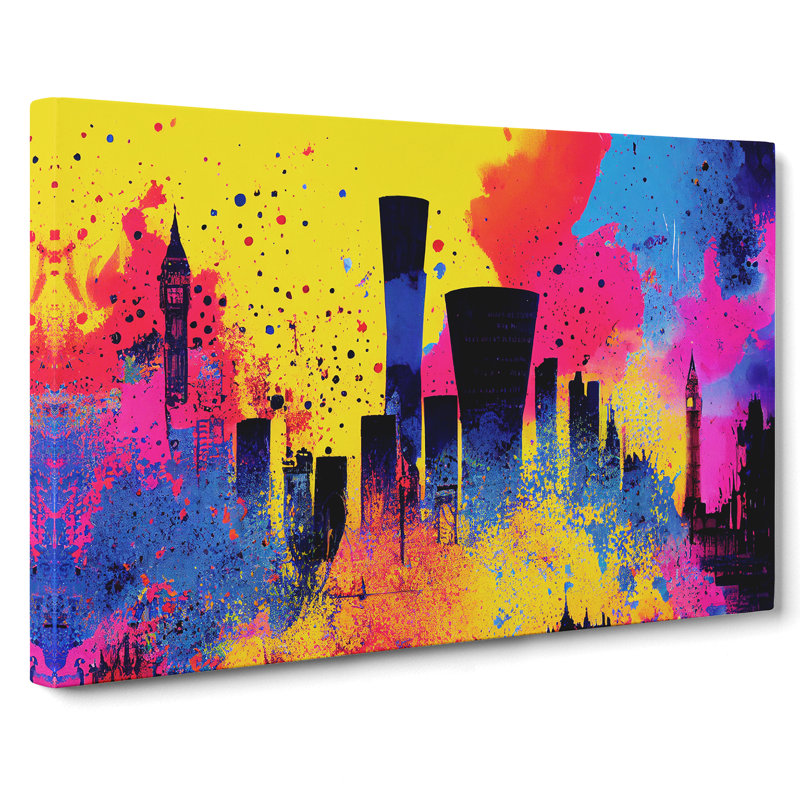 Vibrant City Skyline Vol.2 Abstract - Wrapped Canvas Painting, 35cm H x 50cm W x 3cm D