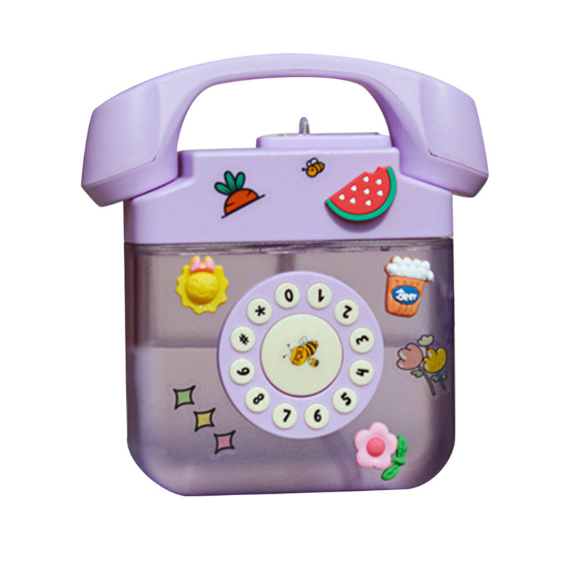 Bouteille d'eau Bouteille d'eau en forme de téléphone 400 ml avec sangles d'épaule réglables, Mauve