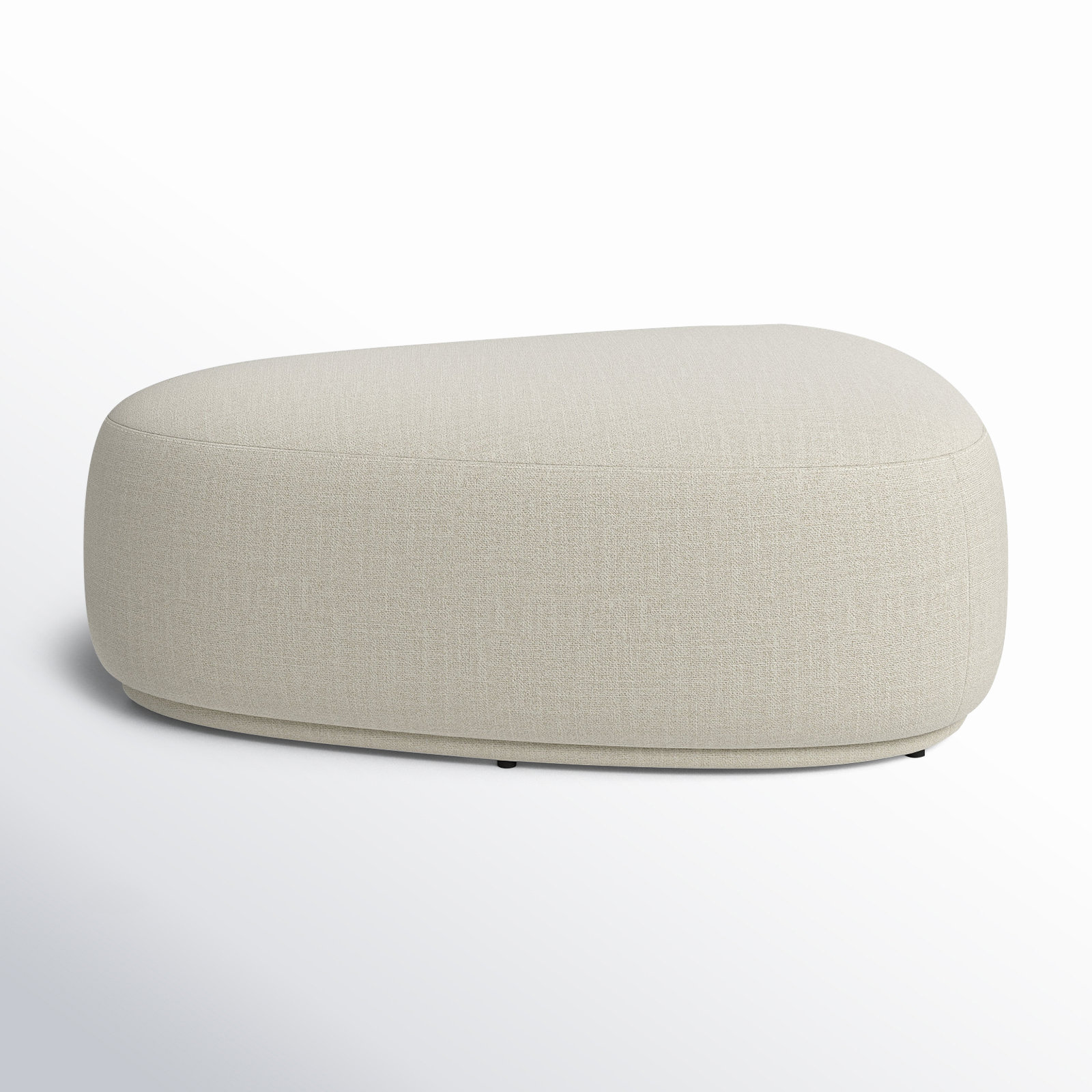 Adna 44'' Triangular Upholstered Ottoman, Effie Linen Performance