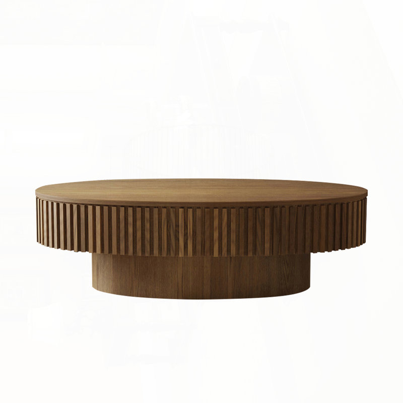 Oval Coffee Table with Flip-Top Hidden Storage – Brown, 47"