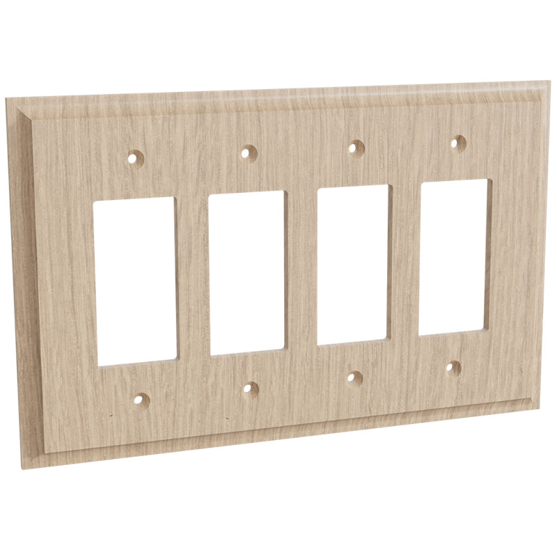 No Subject 4 - Gang Quadruple Rocker Standard Wall Plate, White Oak