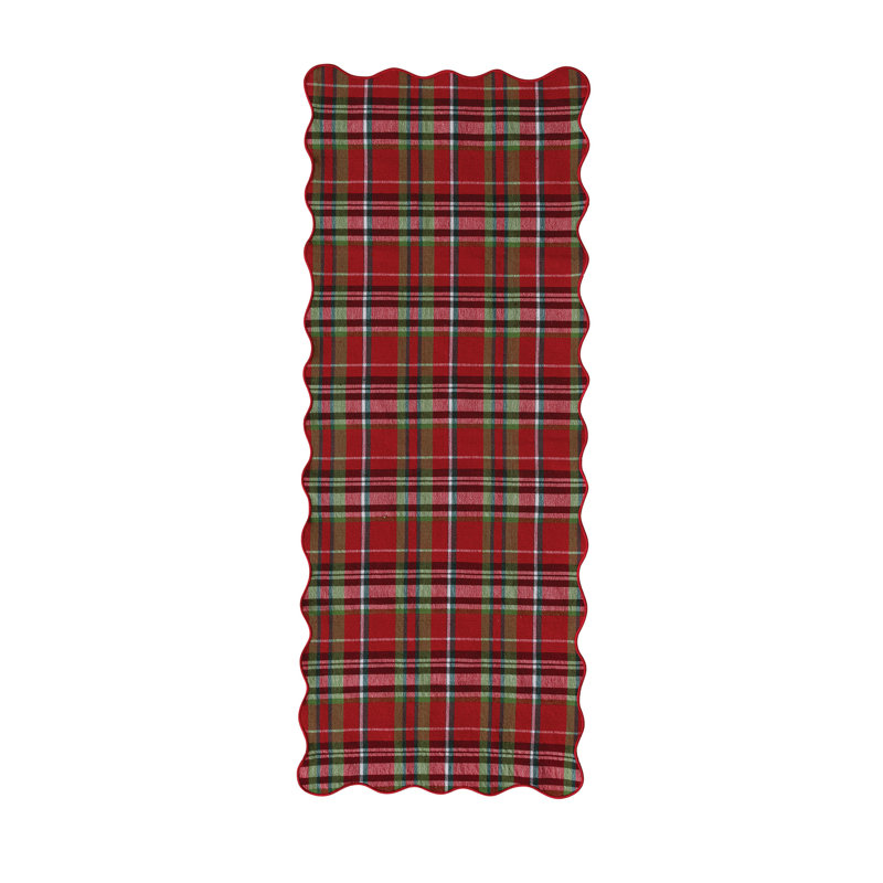 Quilted Cotton Scalloped Plaid Table Runner