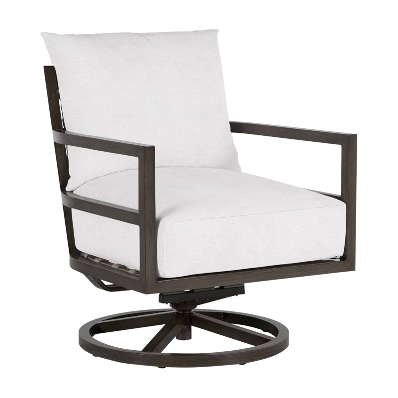 Santa Barbara Swivel Patio Chair, No Welt, Linen Snow, Standard Plus