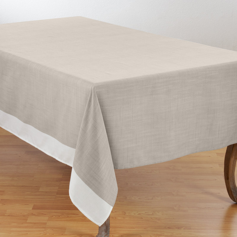 Adamson Banded Border Tablecloth, 67" L x 67" W, Natural
