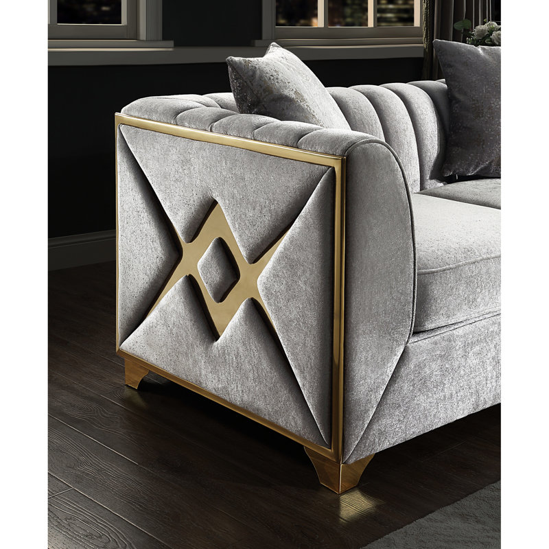 Argent avec charisme moderne - structure en bois, assise en tissu de velours rembourré, Argent argent
