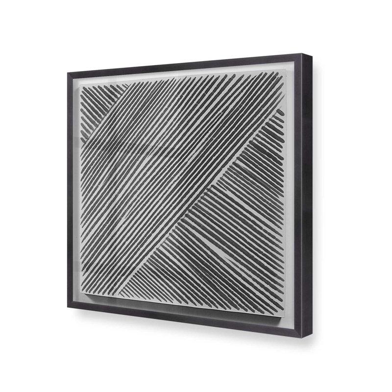 Illusion linéaire I, H 13,75 po x l 13,75 po, Cadre simple en zinc patiné