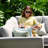 Bayboro Outdoor Fabric Rectangular Corner Dining Set - with Rising Table - Lead Chine