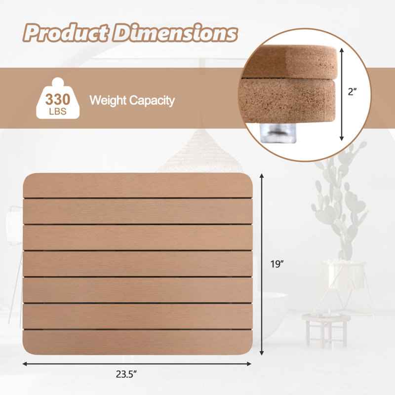 Tapis de bain en plastique / acrylique Prima avec envers antidérapant, L 19 po x L 23,5 po, Brun