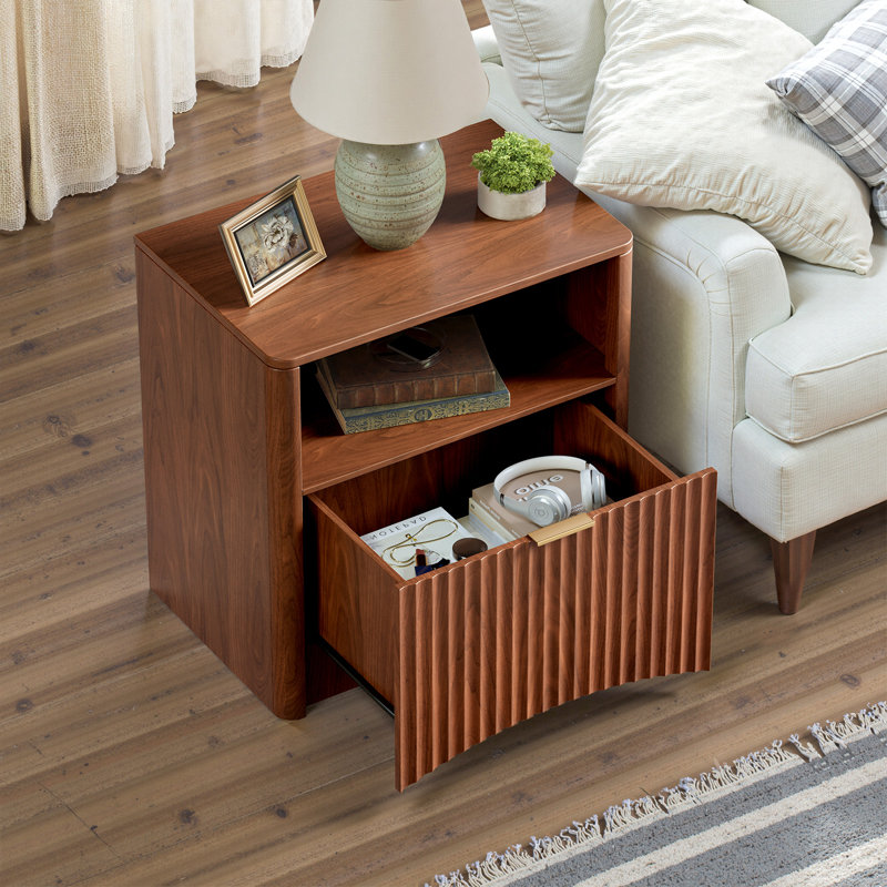 Table de chevet 23 po Mid Century, Ensemble de 2, Noyer