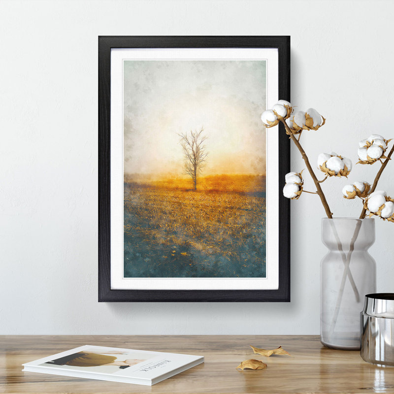 Summer Tree - Framed Print, 87cm H x 62cm W x 2cm D, Black Framed