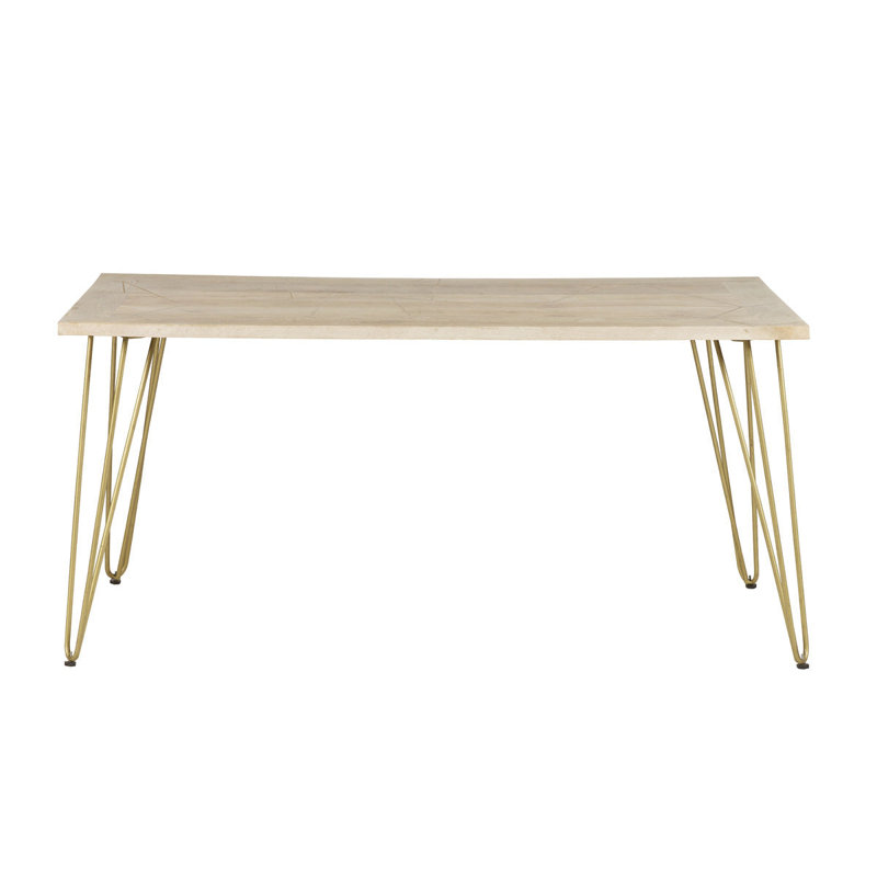 Kupar Metal Base Dining Table, Light Wood Tone