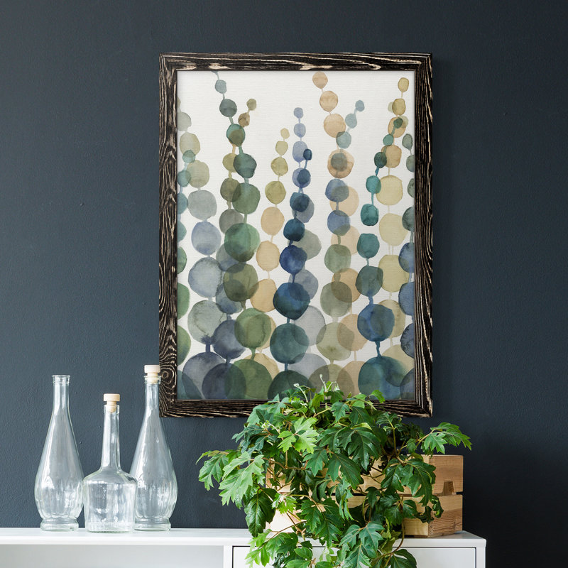 «Pompom Botanical I», toile encadrée de qualité supérieure - prête à être accrochée, H 32 po x l 23 po x P 1 po, Noir