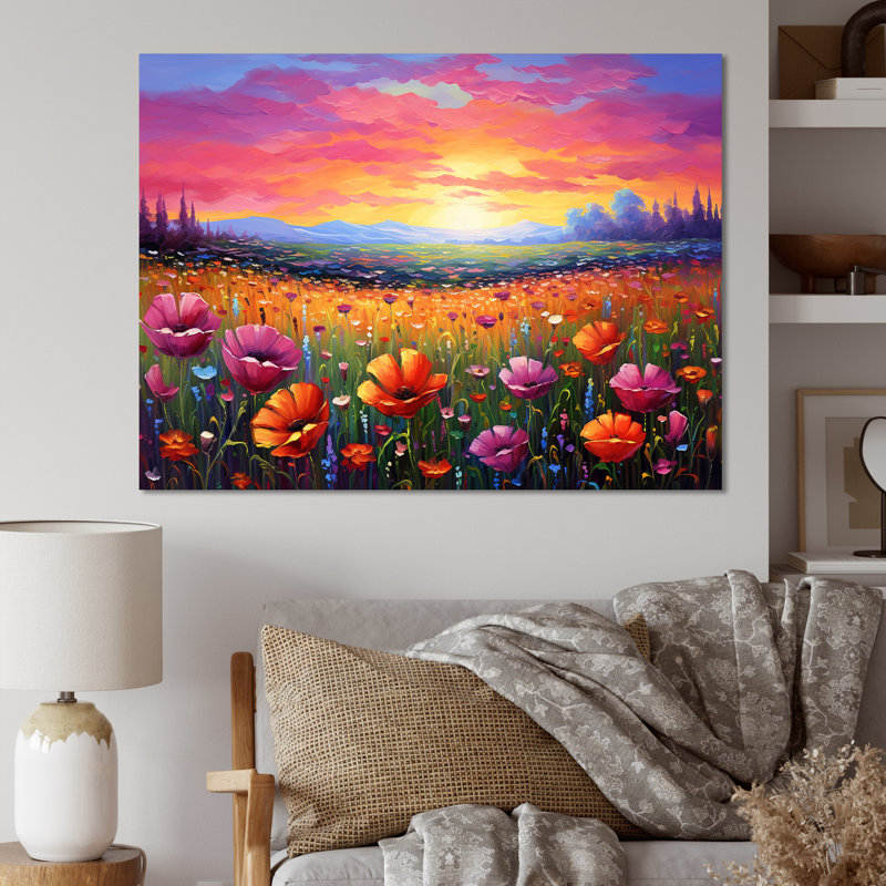 «Calming Pastel Horizon Flowers Fields I», reproduction sur toile, Toile tendue, H 30 po x l 40 po x P 1,5 po