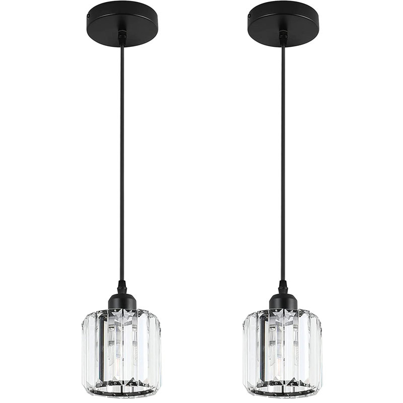 Luminaire suspendu cylindrique 2 lumières Kayle, Noir