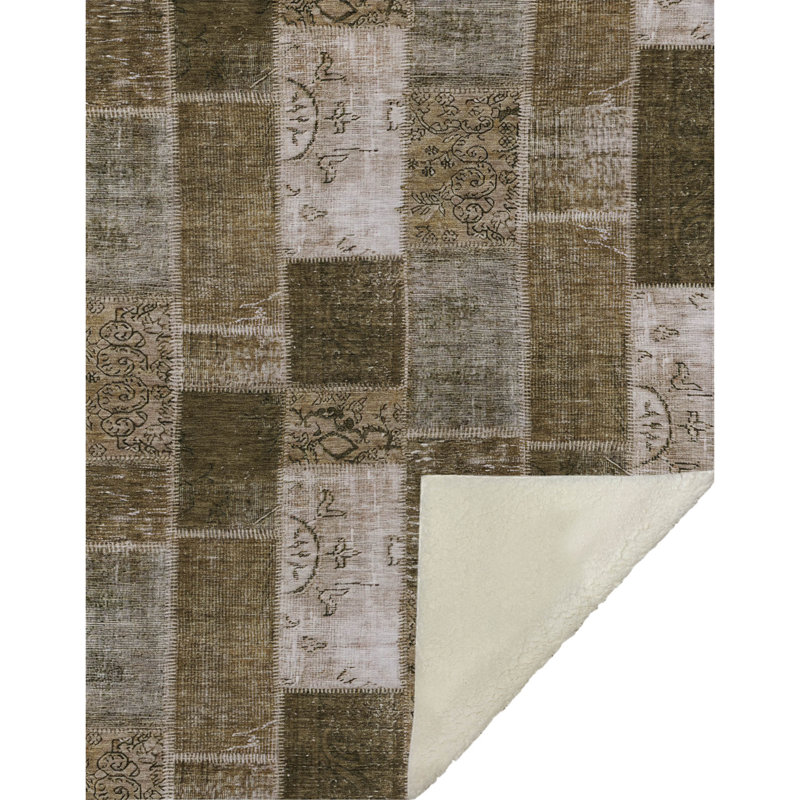 Jeté patchwork Addison Sherpa ASB631, Brun