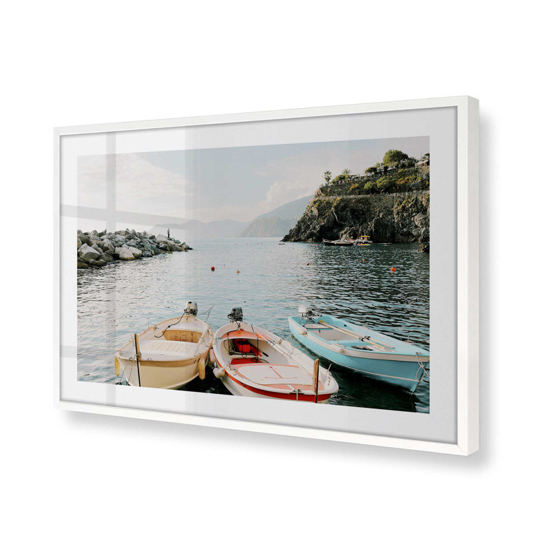 Impression Dockside Dreams, Cadre simple blanc opaque, H 12 po x l 15 po x P 1,25 po