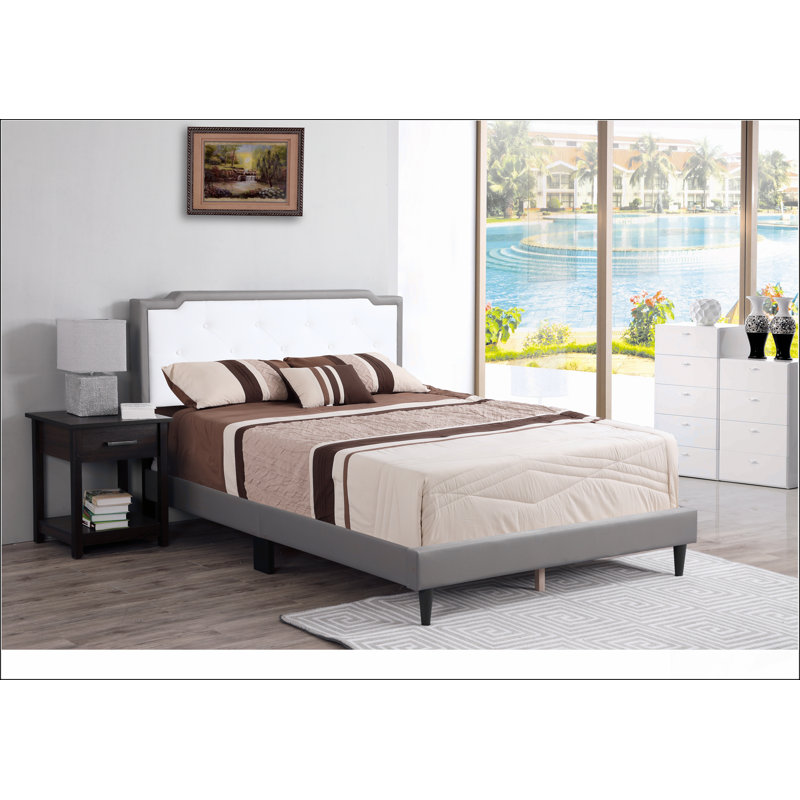 Charming Light Grey Queen Bed For Your Space, Light Grey, Queen