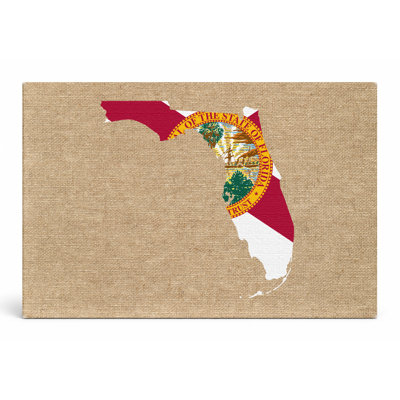Florida State Flag Map — Landscape Canvas Wall Art