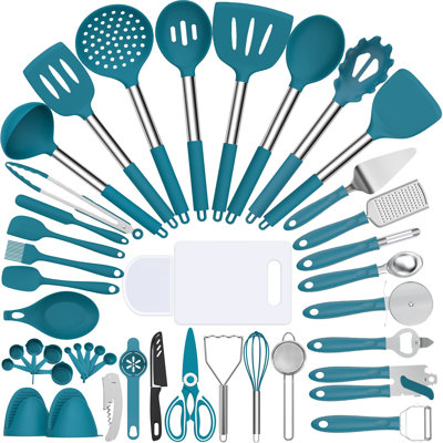 Ensemble d'ustensiles de cuisine, ensemble de 43 ustensiles de cuisine résistants à la chaleur Umite Chef - poignée en acier inoxydable - outils de spatule de cuisine pour batterie de cuisine antiadhésive